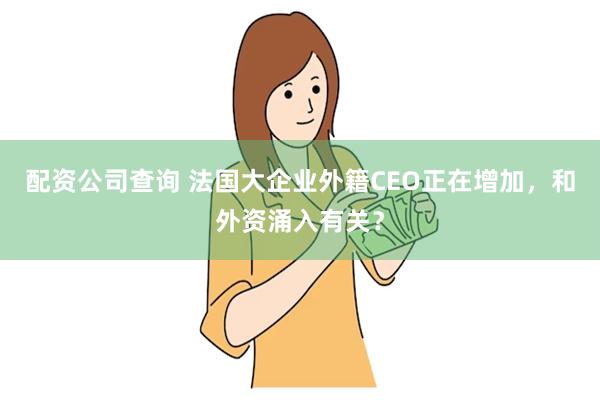 配资公司查询 法国大企业外籍CEO正在增加，和外资涌入有关？